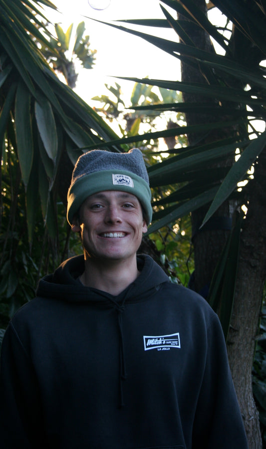 Crown Beanie - Gray & Green