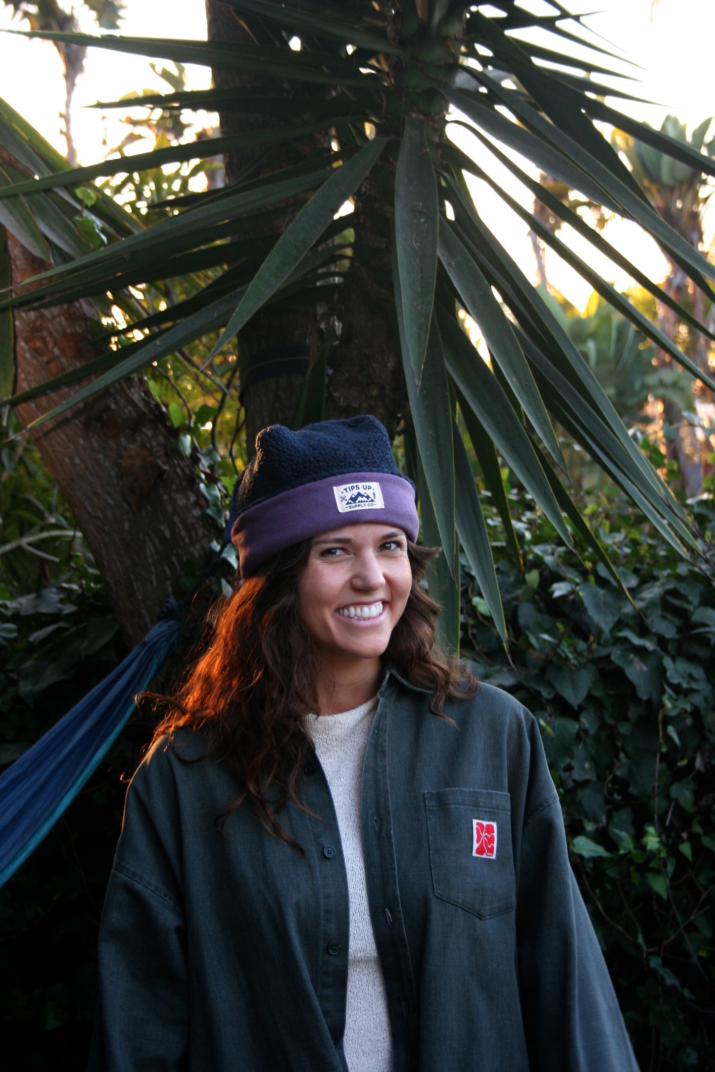 Crown Beanie - Navy & Purple