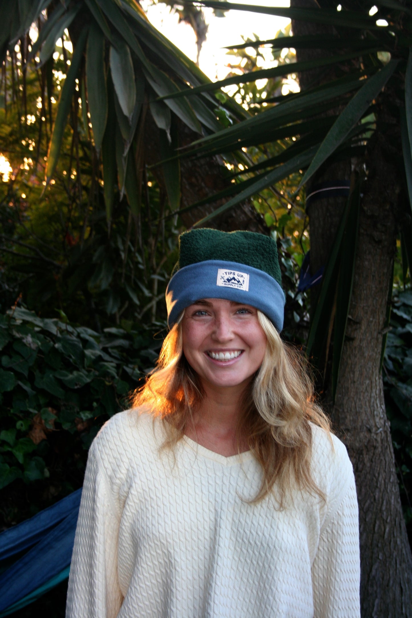 Crown Beanie - Green & Blue